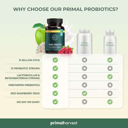 Primal Harvest Probiotics for Women and Men – Shelf-Stable Daily Prebiotic Probiotic 60 Capsules (2 Pack)