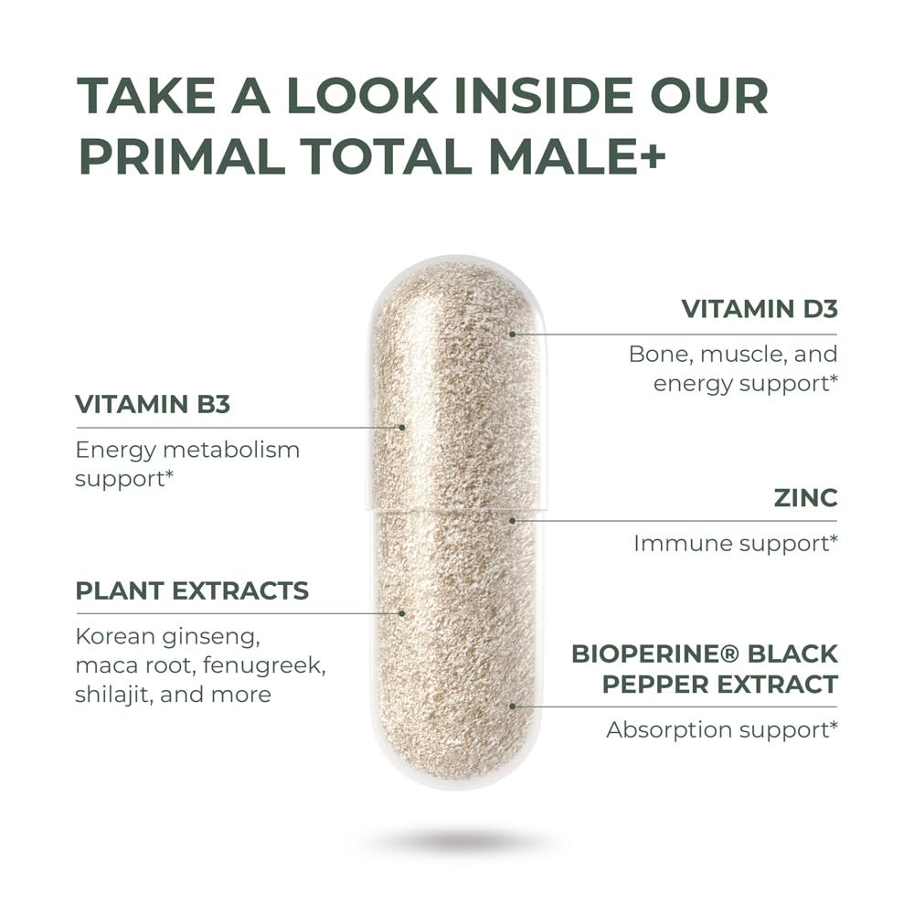 Primal Harvest Total Male+ Multivitamin for Men – Energy & Vitality (90 Count)