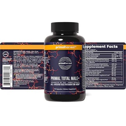 Primal Harvest Total Male+ Multivitamin for Men – Energy & Vitality (90 Count)