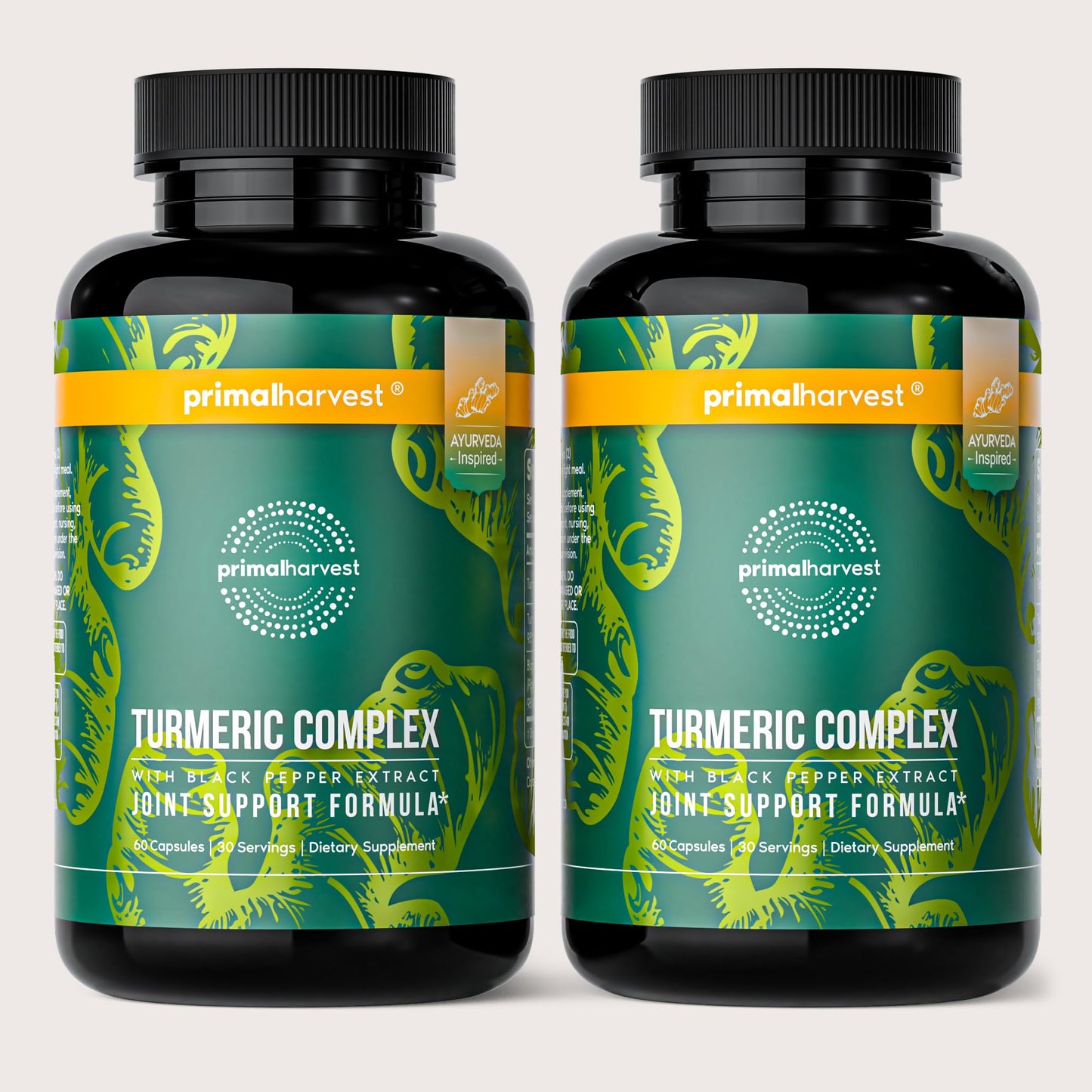 Primal Harvest 2-Pack Turmeric Complex with Black Pepper - Joint & Mobility Support, 120 Capsules