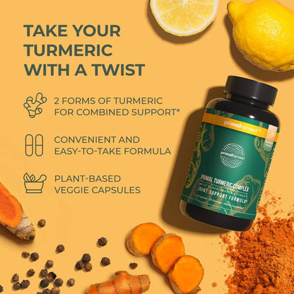 Primal Harvest 2-Pack Turmeric Complex with Black Pepper - Joint & Mobility Support, 120 Capsules