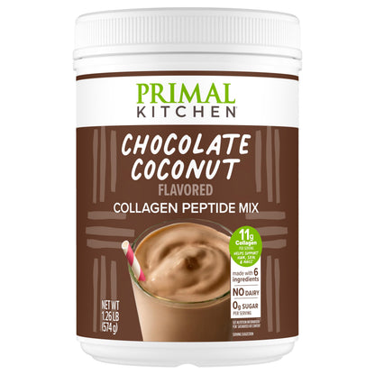 Primal Kitchen Chocolate Collagen Fuel Drink Mix – Chocolate Coconut Collagen Peptides, Dairy-Free & Sugar-Free, 20 oz