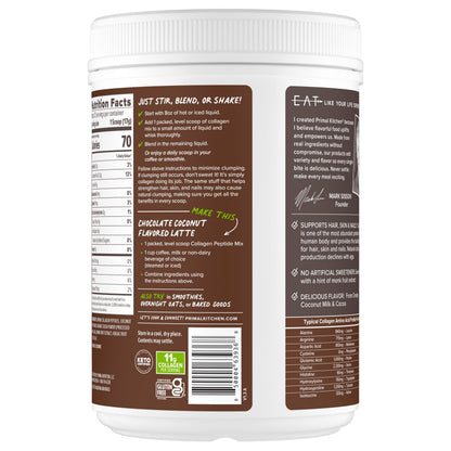 Primal Kitchen Chocolate Collagen Fuel Drink Mix – Chocolate Coconut Collagen Peptides, Dairy-Free & Sugar-Free, 20 oz
