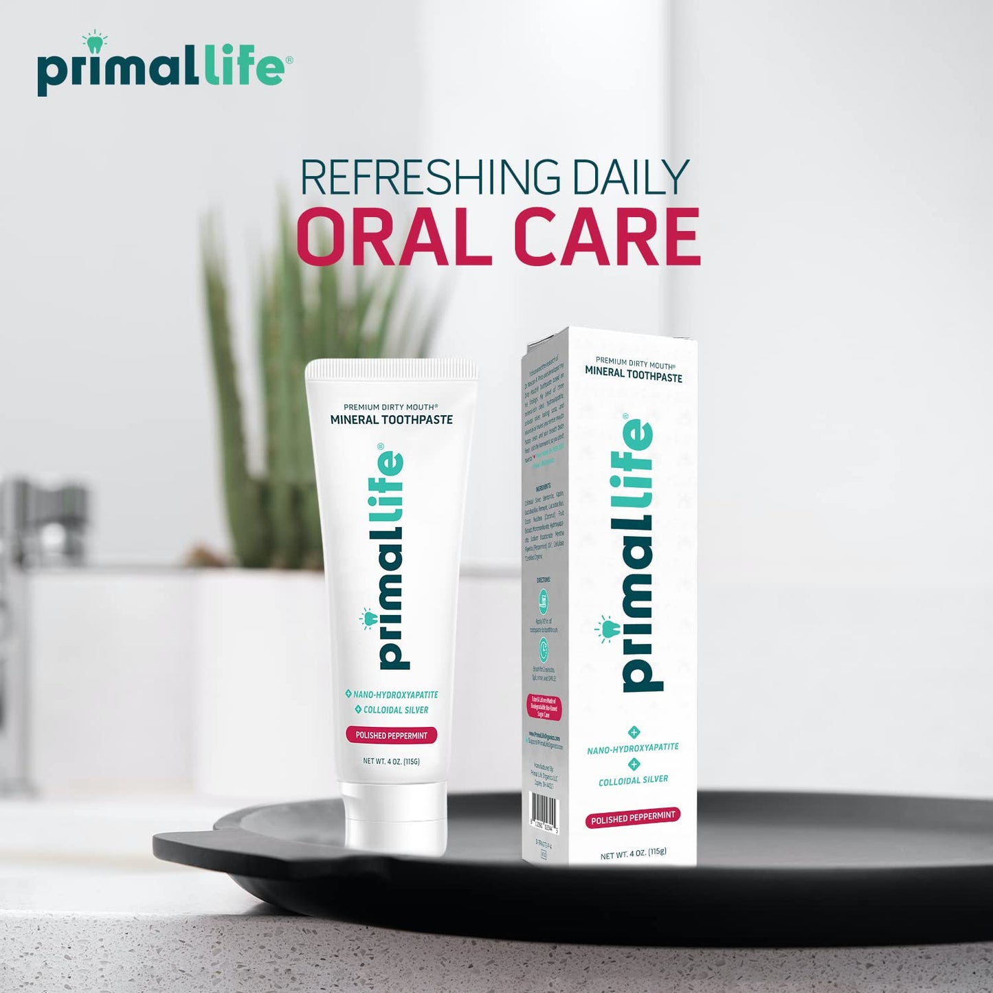 Primal Life Organics Dirty Mouth Mineral Toothpaste – Nano-Hydroxyapatite, Colloidal Silver, Charcoal