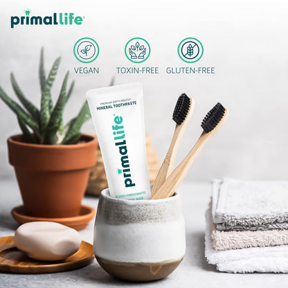Primal Life Organics Dirty Mouth Toothpaste – Nano-Hydroxyapatite, Charcoal, Spearmint, 4 Oz