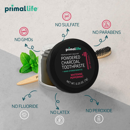 Primal Life Organics Dirty Mouth Toothpowder – Activated Charcoal Toothpowder, Black Peppermint 0.25oz