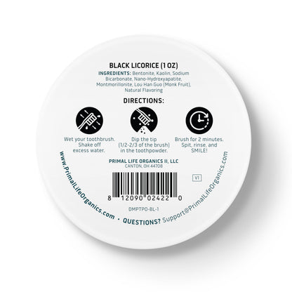 Dirty Mouth Toothpowder – Black Licorice, 1 oz | Primal Life Organics (Organic & Vegan)