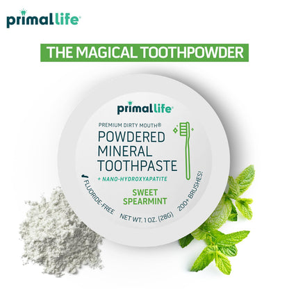 Primal Life Organics Dirty Mouth Toothpowder – Organic Vegan Sweet Spearmint 1 oz