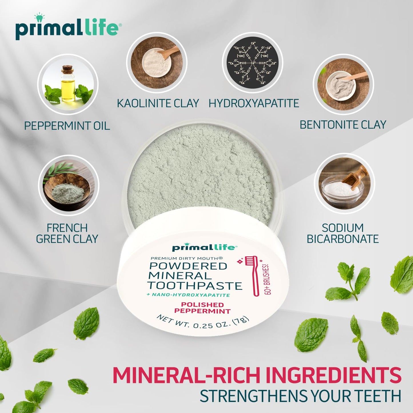 Primal Life Organics Dirty Mouth Toothpowder – Organic Vegan Peppermint 0.25 oz