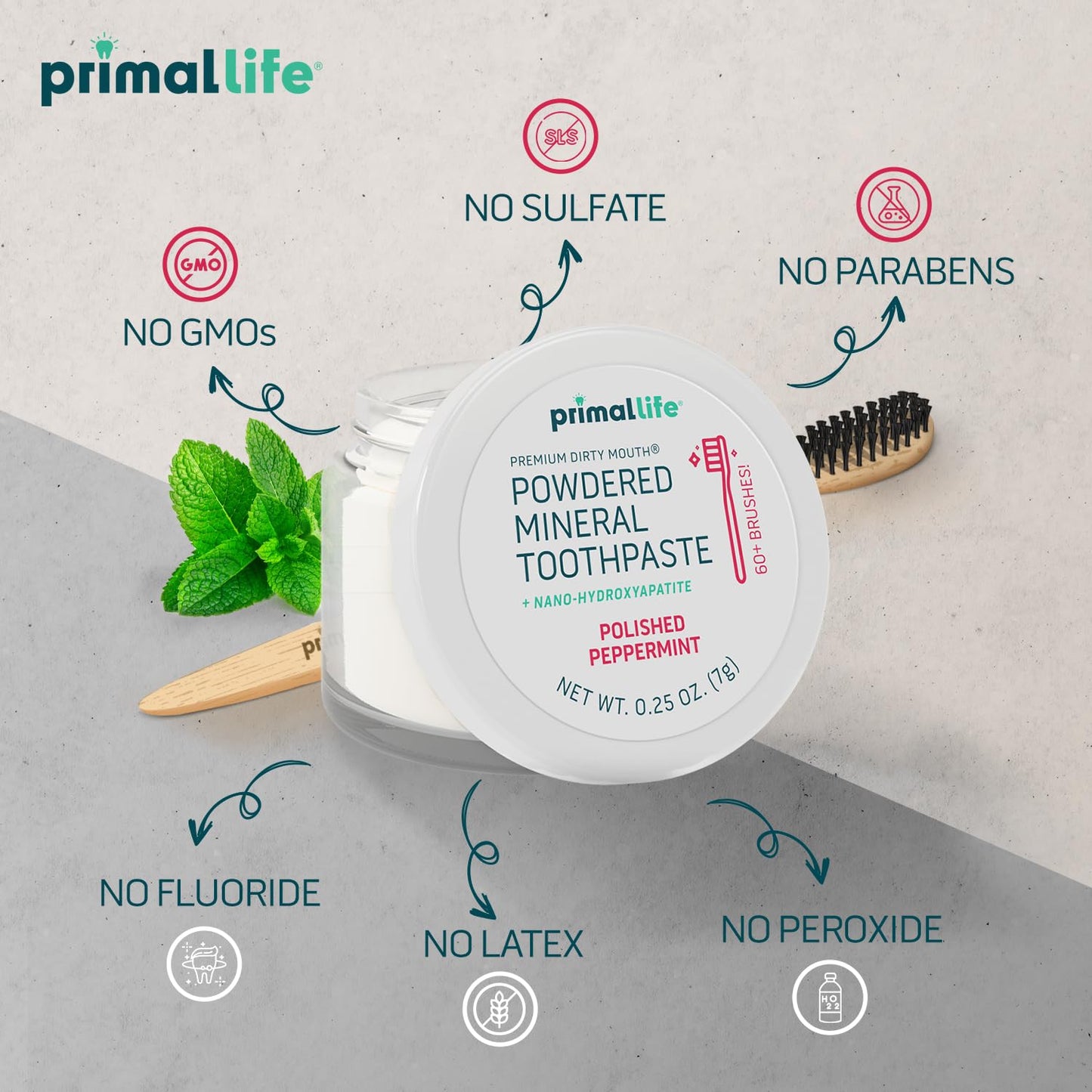 Primal Life Organics Dirty Mouth Toothpowder – Organic Vegan Peppermint 0.25 oz