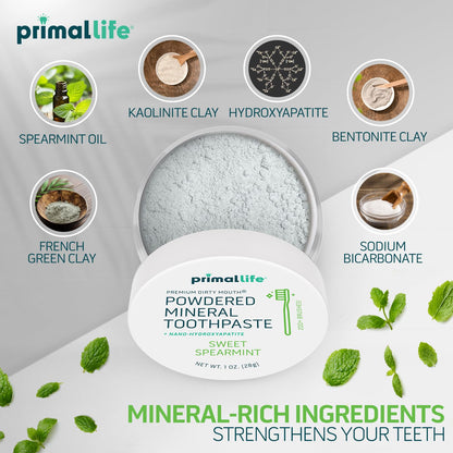 Primal Life Organics Dirty Mouth Toothpowder – Organic Vegan Sweet Spearmint 1 oz
