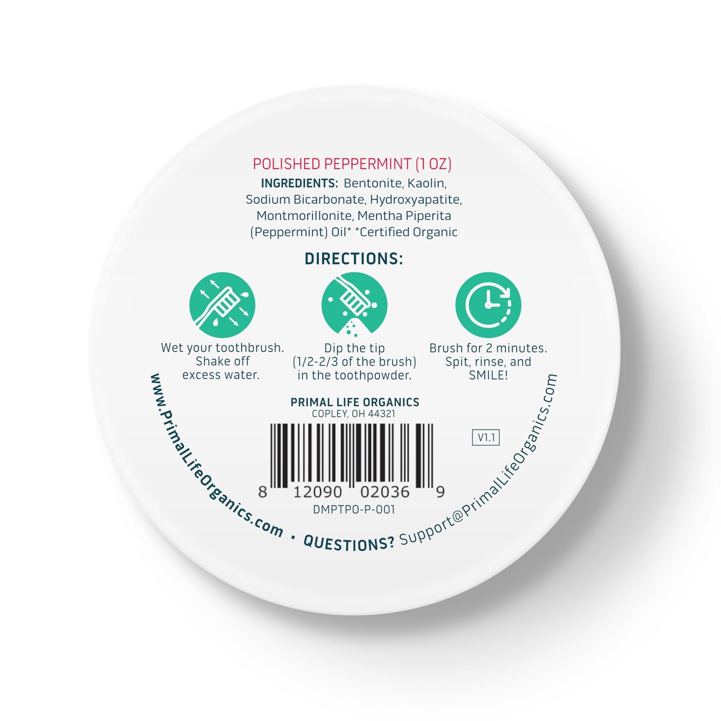 Primal Life Organics Dirty Mouth Toothpowder - Organic, Vegan, Peppermint