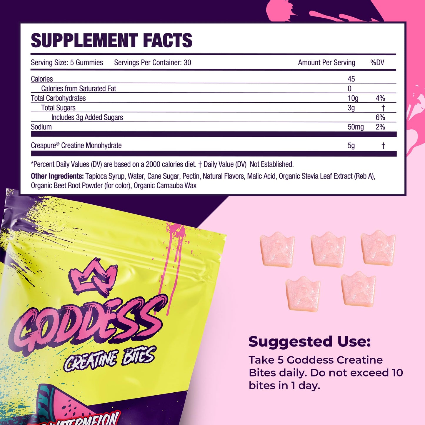 Primal Queen Goddess Creatine Gummies – Low-Sugar 5g Creatine for Women | 150 Bites
