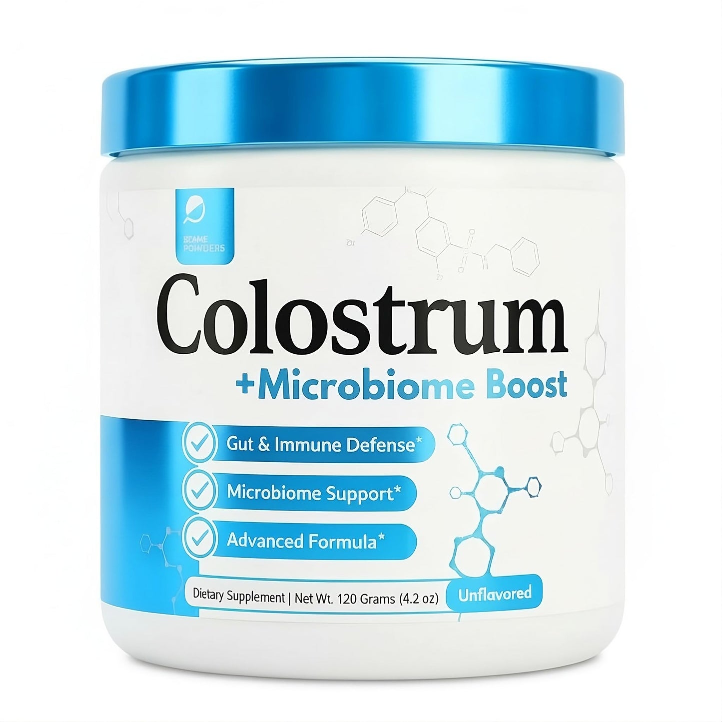 Prime Powders Colostrum Powder with Akkermansia | Grass-Fed Bovine, 1B AFU Probiotic | Gut Support, IgG Rich | 120 Servings