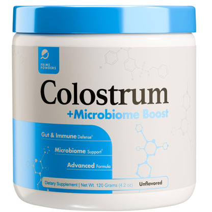 Prime Powders Colostrum Powder with Akkermansia | Grass-Fed Bovine, 1B AFU Probiotic | Gut Support, IgG Rich | 120 Servings