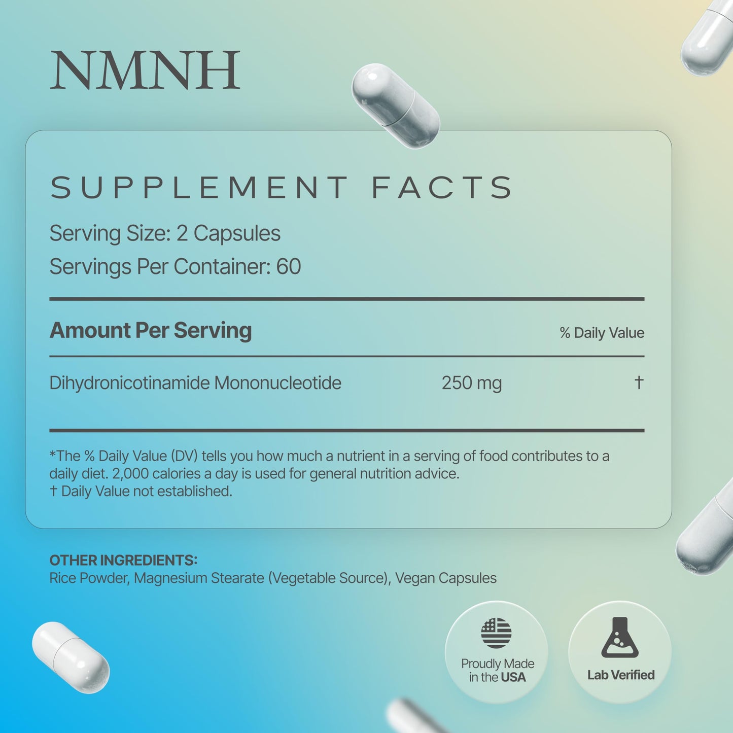 Prime Powders NMNH: Dihydronicotinamide Mononucleotide NAD+ Support (120 Capsules)