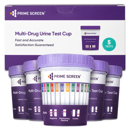[5 pack] Prime Screen 14 Panel Urine Drug Test Cup - Instant Testing Marijuana (THC),OPI,AMP, BAR, BZO, COC, mAMP, MDMA, MTD, OXY, PCP, PPX, TCA