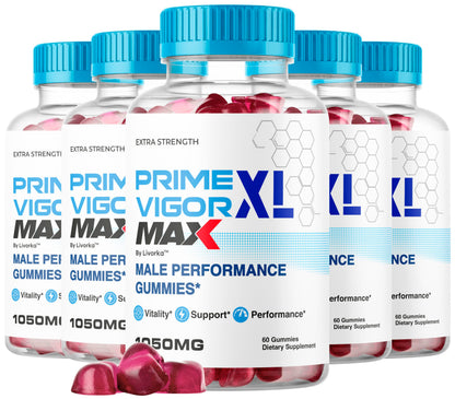 Prime Vigor XL Max Gummies (5 Pack) for Men | 5 Months Supply