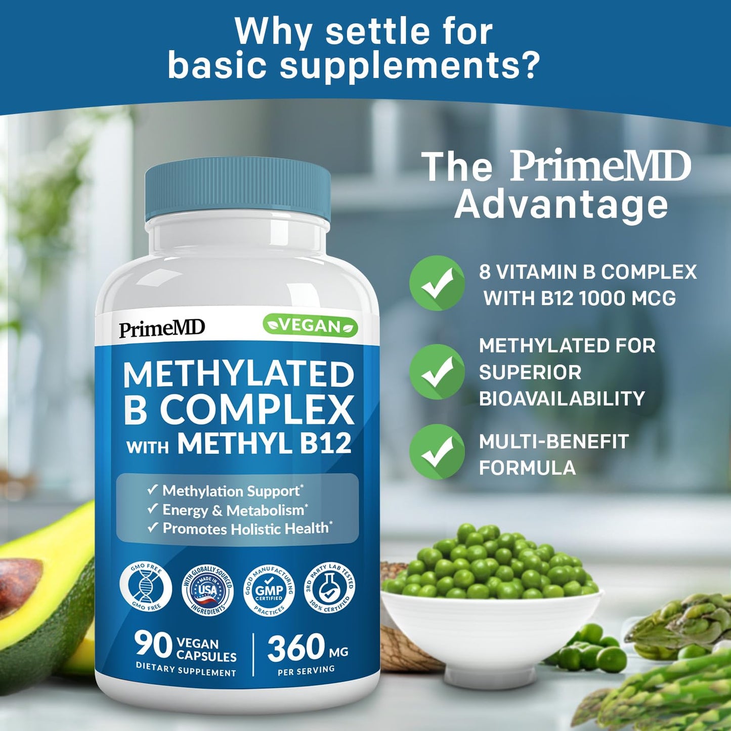 PrimeMD Methylated B Complex with B12 & Methylfolate – 270 Servings (Pack of 3)