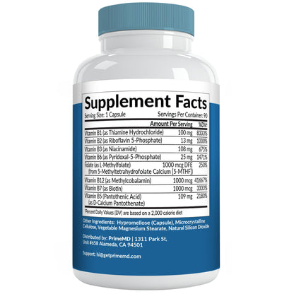 PrimeMD Methylated B Complex with B12 & Methylfolate – 270 Servings (Pack of 3)