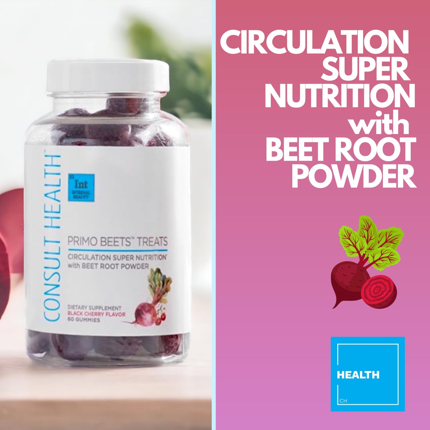 Primo Beets Treats Duo – Circulation Support Gummies (Beet Root, Black Cherry)