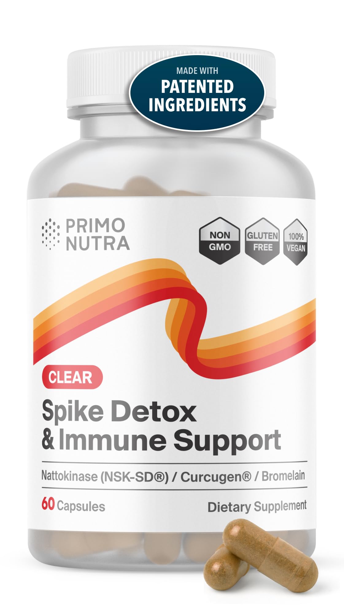PRIMONUTRA Spike Detox with NSK-SD Nattokinase, Bromelain, Curcugen & Molecular Hydrogen