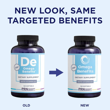 PRN DE Omega-3 Supplement - 120 Softgels, 30-Day Supply | rTG EPA 1680mg / DHA 560mg + Vitamin D
