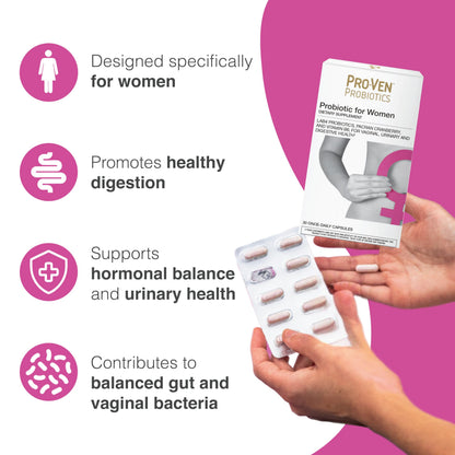 Pro-Ven Probiotics for Women – 17.5B CFU | Vaginal, Urinary Tract & Digestive Health | 30 Capsules