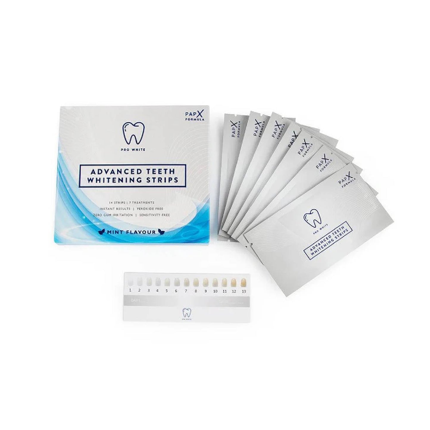 Pro White Advanced Teeth Whitening Strips - Teeth Strips with Fresh Mint Flavor- Whitening Strips with 14 Applications for Easy Daily Use - Refresh Your Smile with Fast Acting Teeth Whitening Strips
