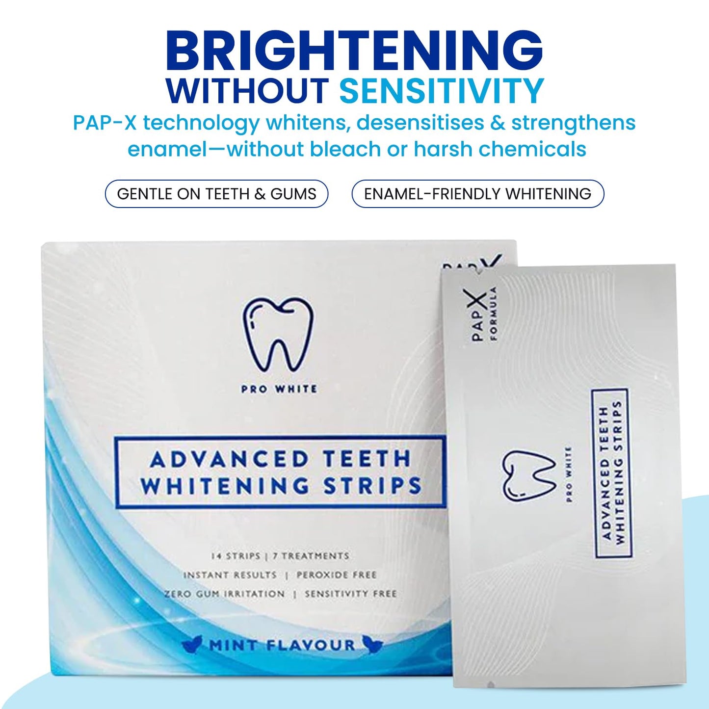 Pro White Advanced Teeth Whitening Strips - Teeth Strips with Fresh Mint Flavor- Whitening Strips with 14 Applications for Easy Daily Use - Refresh Your Smile with Fast Acting Teeth Whitening Strips
