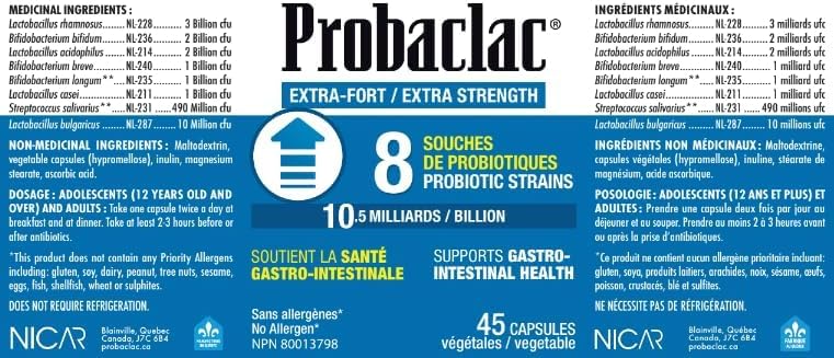 Probaclac Extra Strength Formula - Multistrain Probiotic & Lactic Ferment Complex