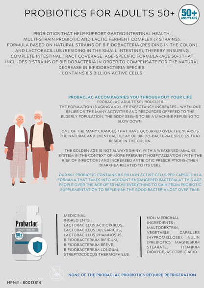 Probaclac Probiotics for 50+ – GI Health & Bloating Relief | 7 Strains