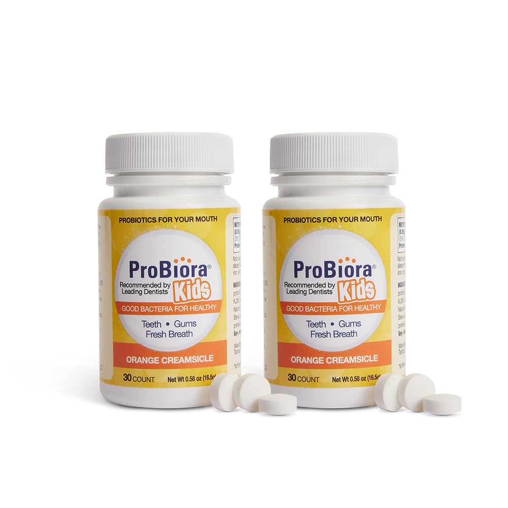 ProBiora Kids Oral-Care Probiotic Tablets - 60 Count (Pack of 2) - Orange Flavor