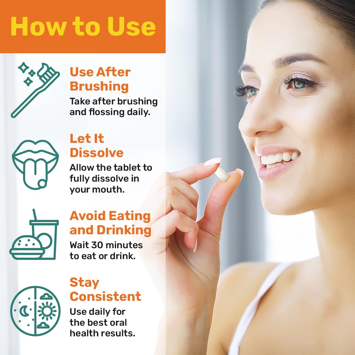 ProBiora Oral-Care Probiotic Tablets – 30 Count (Orange) | Probiotic Dental Supplement