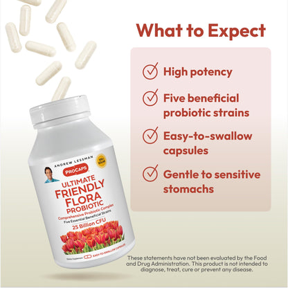 ANDREW LESSMAN Ultimate Friendly Flora Probiotic — 25B CFU, 5 Strains, 240 Capsules