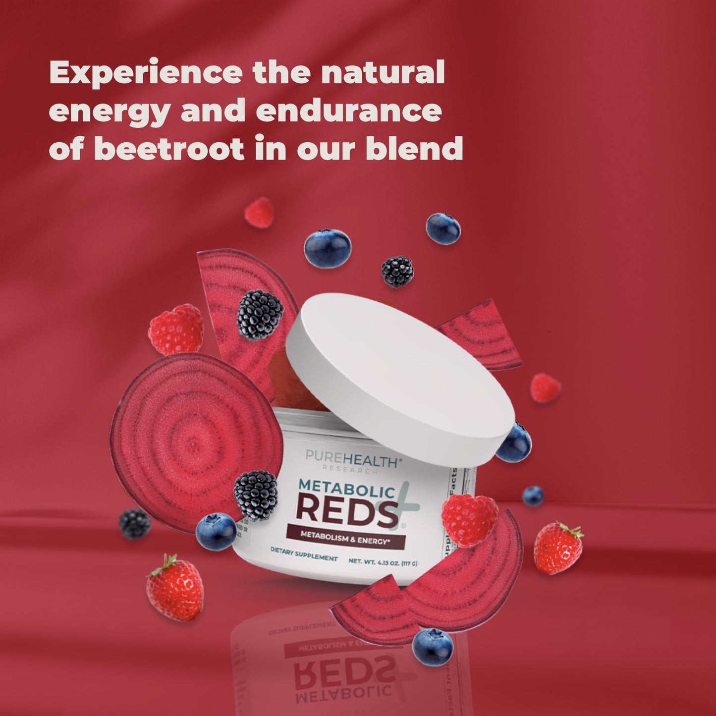PureHealth Reds Superfoods Powder - 10 Calorie Beetroot & Probiotic Adaptogen Drink (30 Servings)
