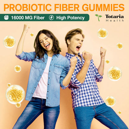 Totaria Probiotic Fiber Gummies – Pineapple Flavor, 60 Gummies per Bottle, 2 Bottles