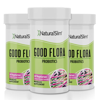 NaturalSlim Good Flora Probiotic - Gentle 7-Strain Digestive Support (60 Veg Caps, 3-Pack)