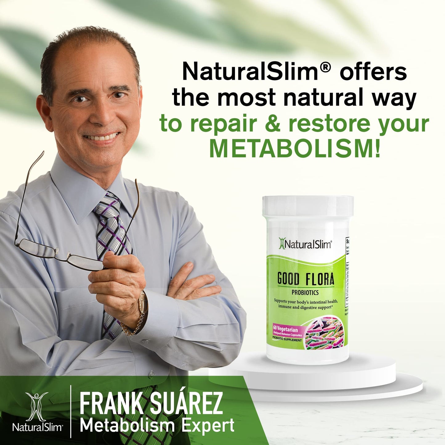 NaturalSlim Good Flora Probiotic - Gentle 7-Strain Digestive Support (60 Veg Caps, 3-Pack)