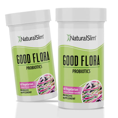 NaturalSlim Good Flora Probiotic – Gentle 7-Strain Formula, 60 Vegetarian Capsules (2-Pack)