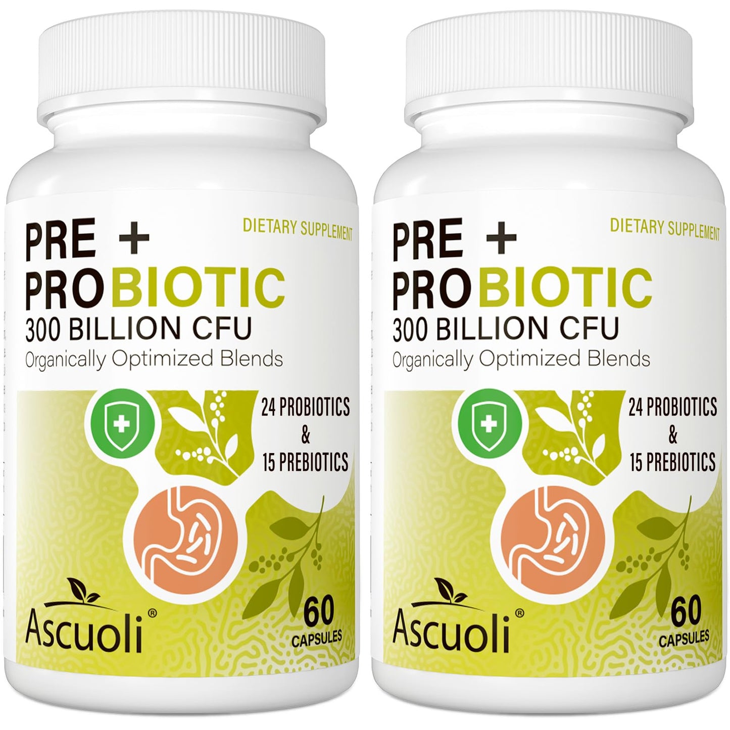 Ascuoli Probiotics for Women & Men – 300B CFU, 24 Strains, 15 Organic Herbs, 120 Veg Capsules