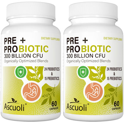 Ascuoli Probiotics for Women & Men – 300B CFU, 24 Strains, 15 Organic Herbs, 120 Veg Capsules