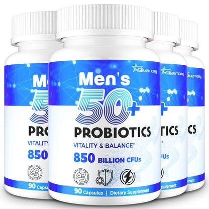 QIVERNAMY Probiotics for Men 50+ — 850B CFU, CoQ10, 360 Caps, 1800mg Prebiotic Fiber