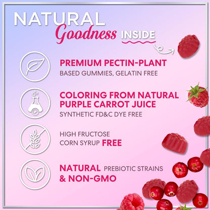 Probiotics for Women Gummies with Cranberry - 3 Billion CFU, 6 Strains