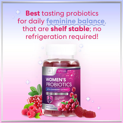 Probiotics for Women Gummies with Cranberry - 3 Billion CFU, 6 Strains