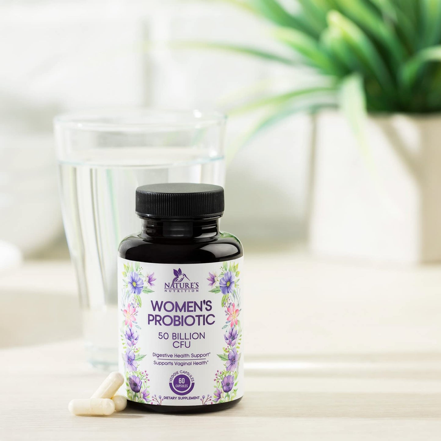 Probiotics for Women’s Digestive Health – 50 Billion CFU, 5 Strains, Urinary & Vaginal Support | USA Bottled