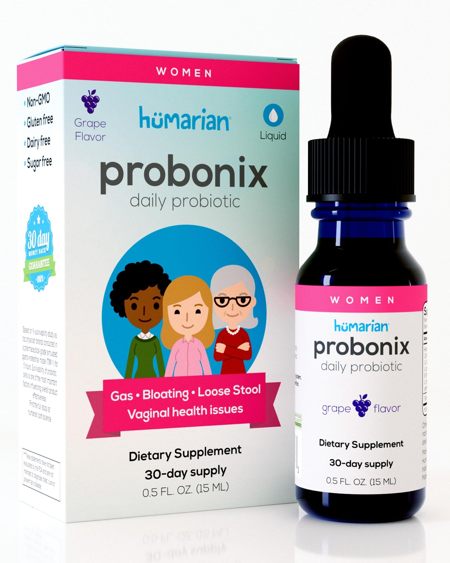 Probonix Humarian Liquid Probiotics for Women – 12-Strain Drops for Gut, Vaginal Health & Immunity (30-Day Supply)
