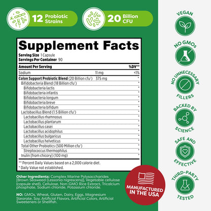 Probulin Colon Support Probiotic - 20B CFU, 90 Vegan Capsules
