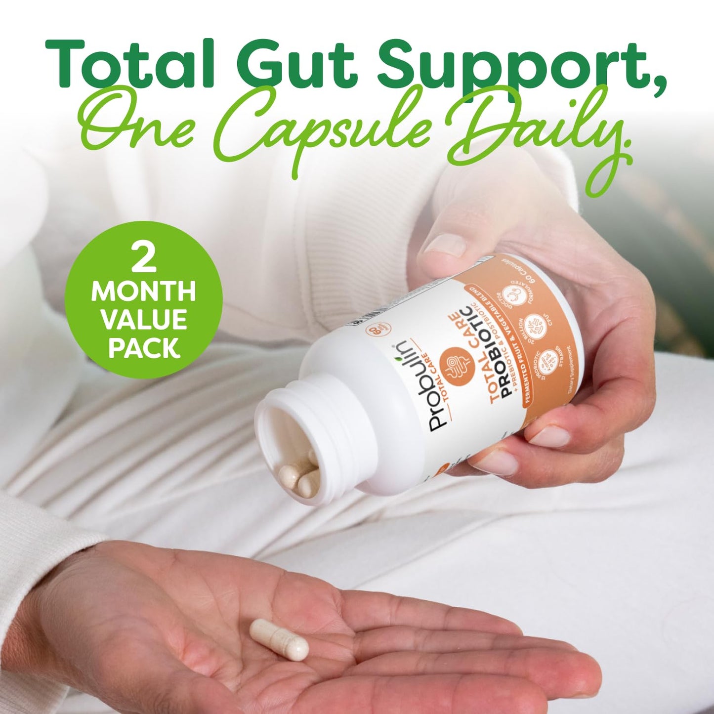 Probulin Total Care Probiotic Supplement – 20B CFU, 60-Count Vegan Capsules