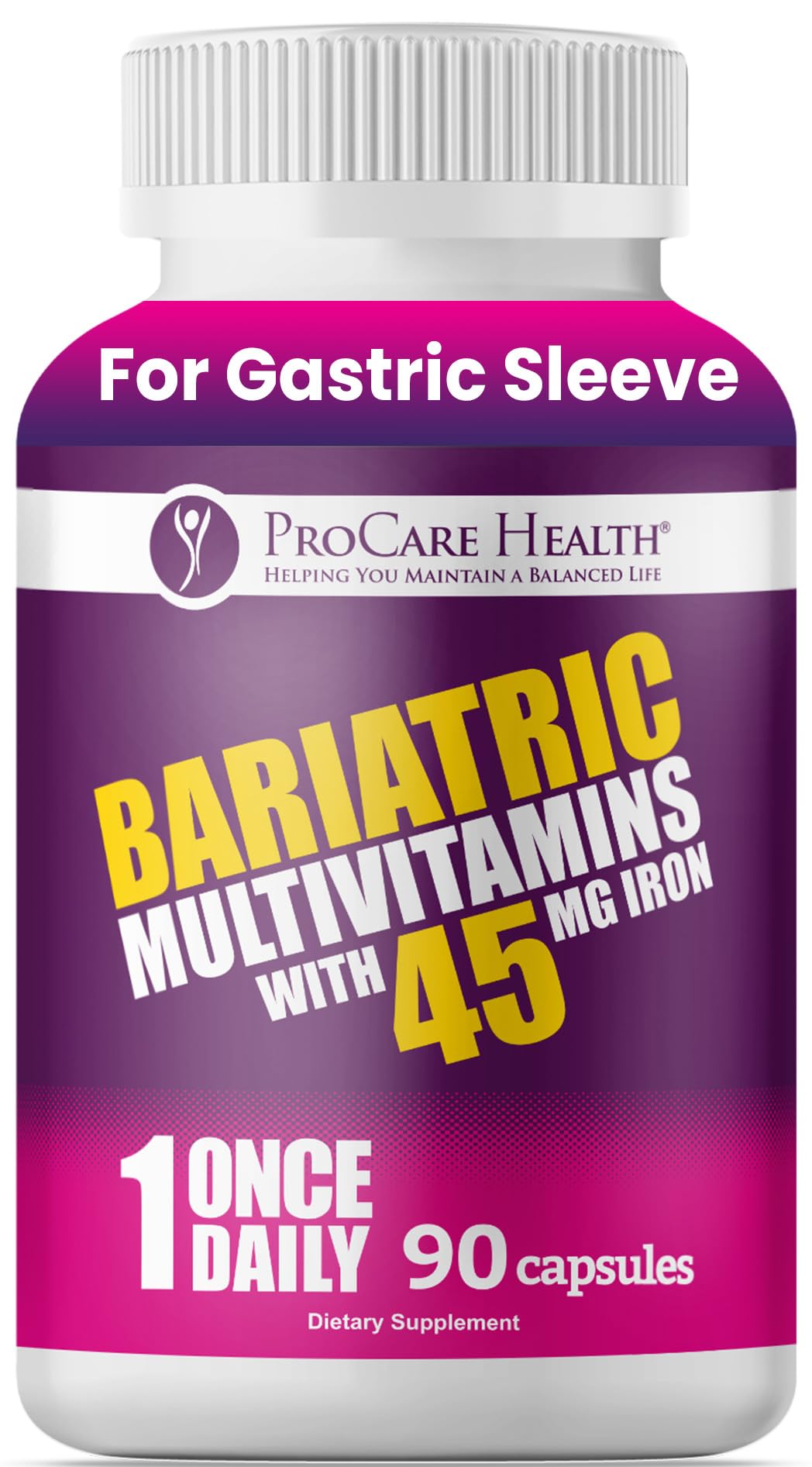ProCare Health Bariatric Multivitamin 45mg Iron – Once Daily Capsule for Post-Op Support | 90 Capsules, 3-Month Supply